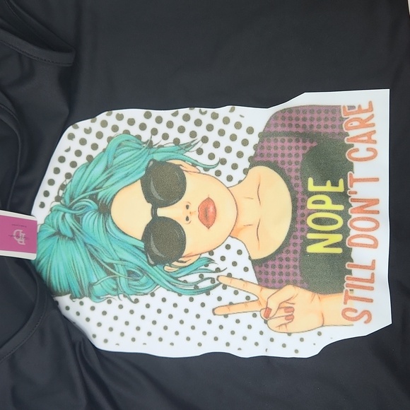 Nope, I still don't care. Custom Black Medium Tank Top Punk Blue - Picture 4 of 5